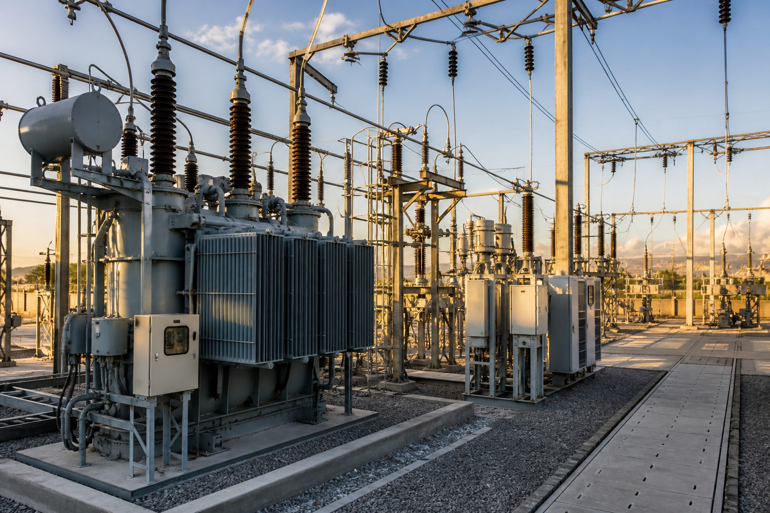 High-voltage electrical substation infrastructure